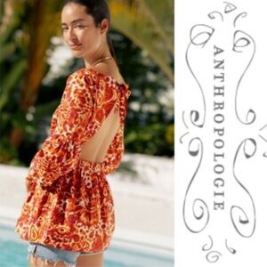 Anthropologie (love the label) floral tie back blouse